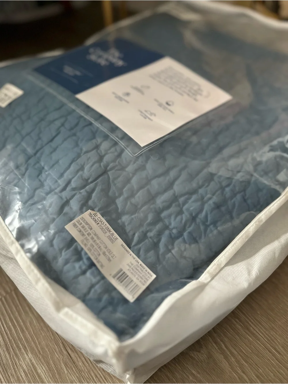 The Company Store Cotton Voile Quilt Twin Smoke Blue NWT Retail $224